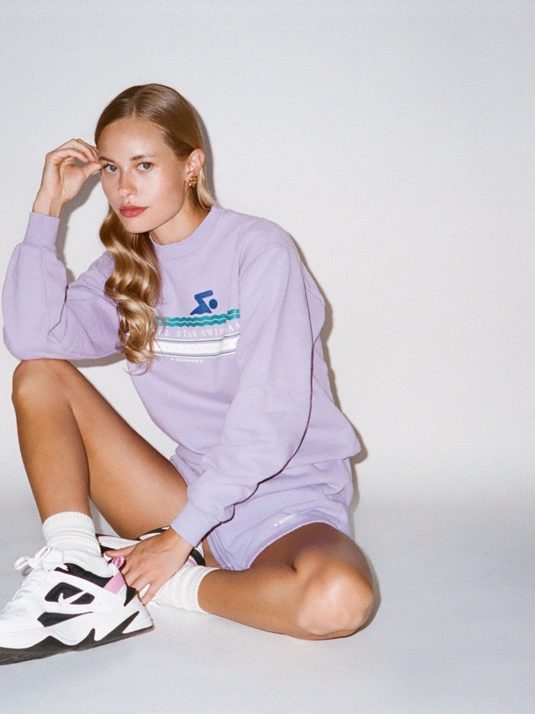 Miami All Star Swim Team Purple Zizi Donohoe Thick Sweatshirt 100% Cotton Usa L